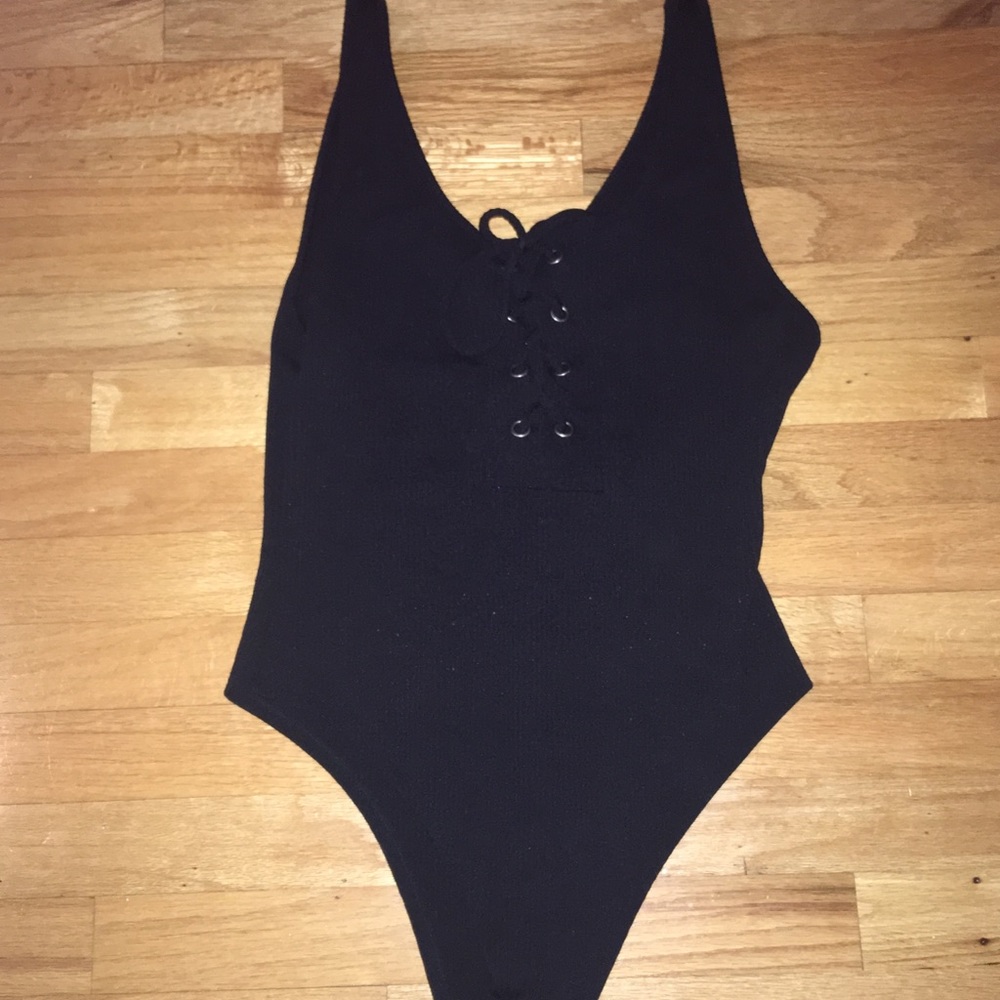 Black Tie Up Bodysuit